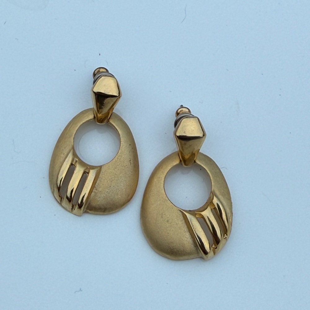 Vintage Elegant Gold Mini Door Statement Knocker Earrings